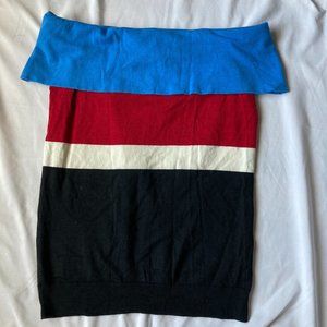 Lauren Ralph Lauren Colorblock Off Shoulder Knit Sweater Women Top Medium